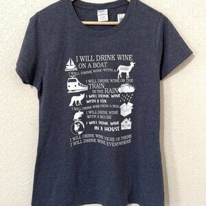 NWT I Will Drink Wine On Boat Funny Wine Lover T-Shirt Women Size Medium